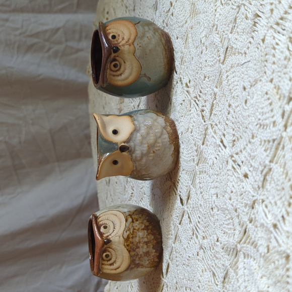 Other - 3 glazed pottery owls